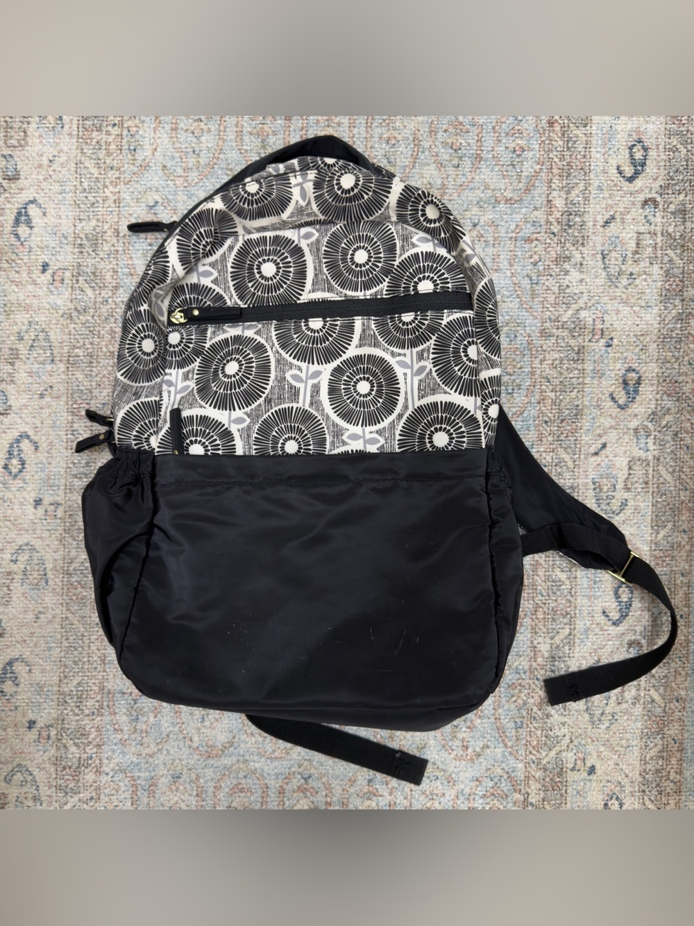 Studio C Black & White Floral Pattern Backpack